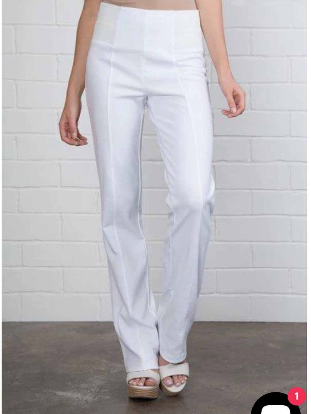 Women's High-Waist White Wide-Leg Pants